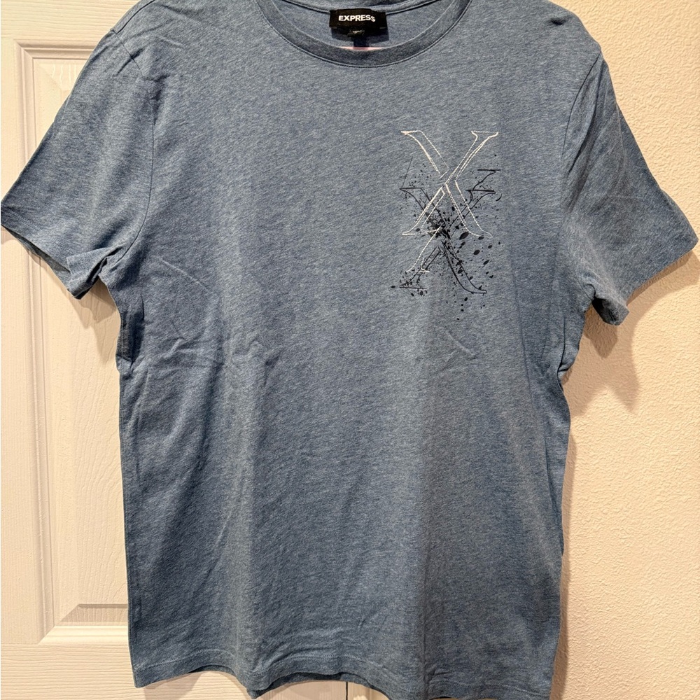 Express Men's Short Sleeve Tee in Blue with Graphic